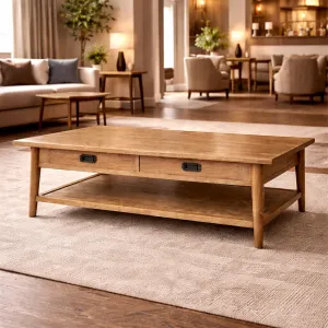 MF Tiffany Solid Timber 2 Drawer Coffee Table thumbnail 4