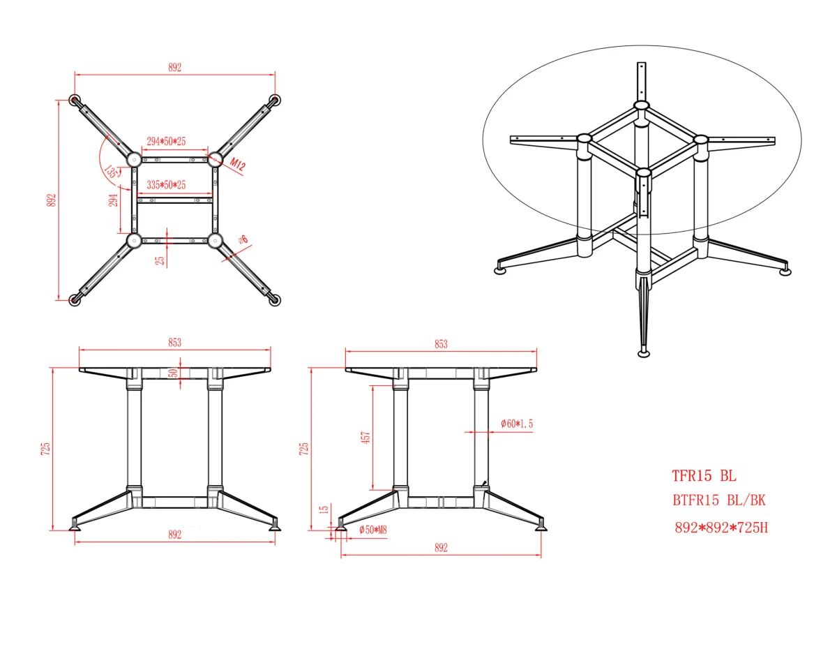RL Typhoon Metal Round Meeting Table Frame