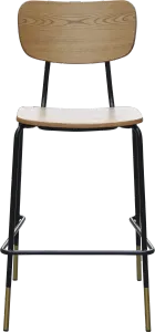 FL Tiramisu Plywood Black Metal Frame with Brass Tip Hospitality Barstool thumbnail 4