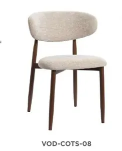 VI Cotswold Fabric Upholstered Dining Chairs Walnut and Beige thumbnail 1