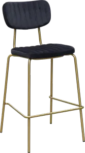FL Tiramisu Velvet Upholstered Brass Frame Hospitality Barstool thumbnail 4