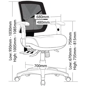 ST Chelsea Mesh Back Task Chair with Arms & Seat Slider thumbnail 2