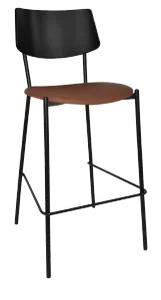 EZ Texas Black Metal Leg Barstool with Black Veneer Back thumbnail 3