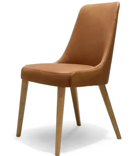 MD Milano Vintage Leather Timber Legs Dining Chair