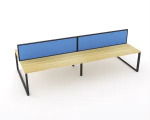 Ol Anvil Desk 4-User Double Sided Workspace with Splice Screen & Black Frame Oak Top thumbnail 1