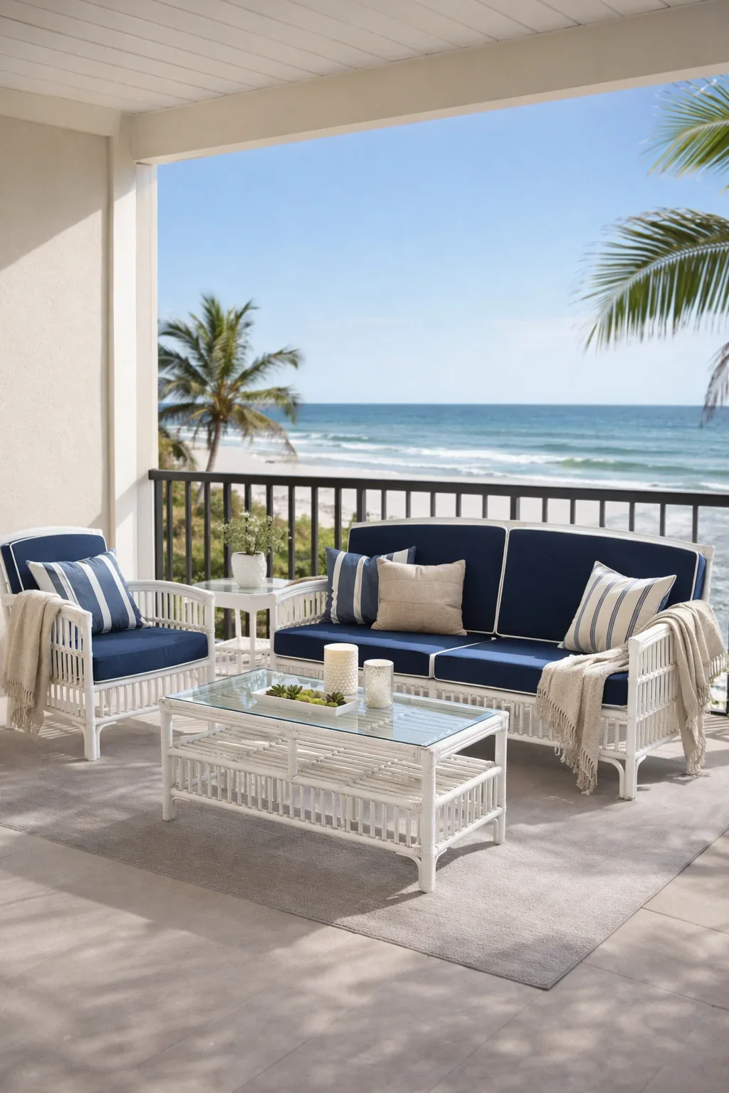 CR Americana Rattan with Glass Top Side Table