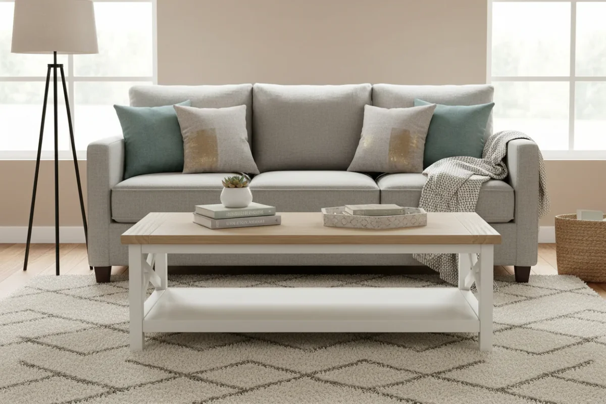 VI Shellwood Solid Timber Coffee Table with Shelf