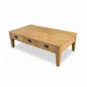 MF Solid Oak Timber 3 Drawer 2 way Coffee Table thumbnail 5