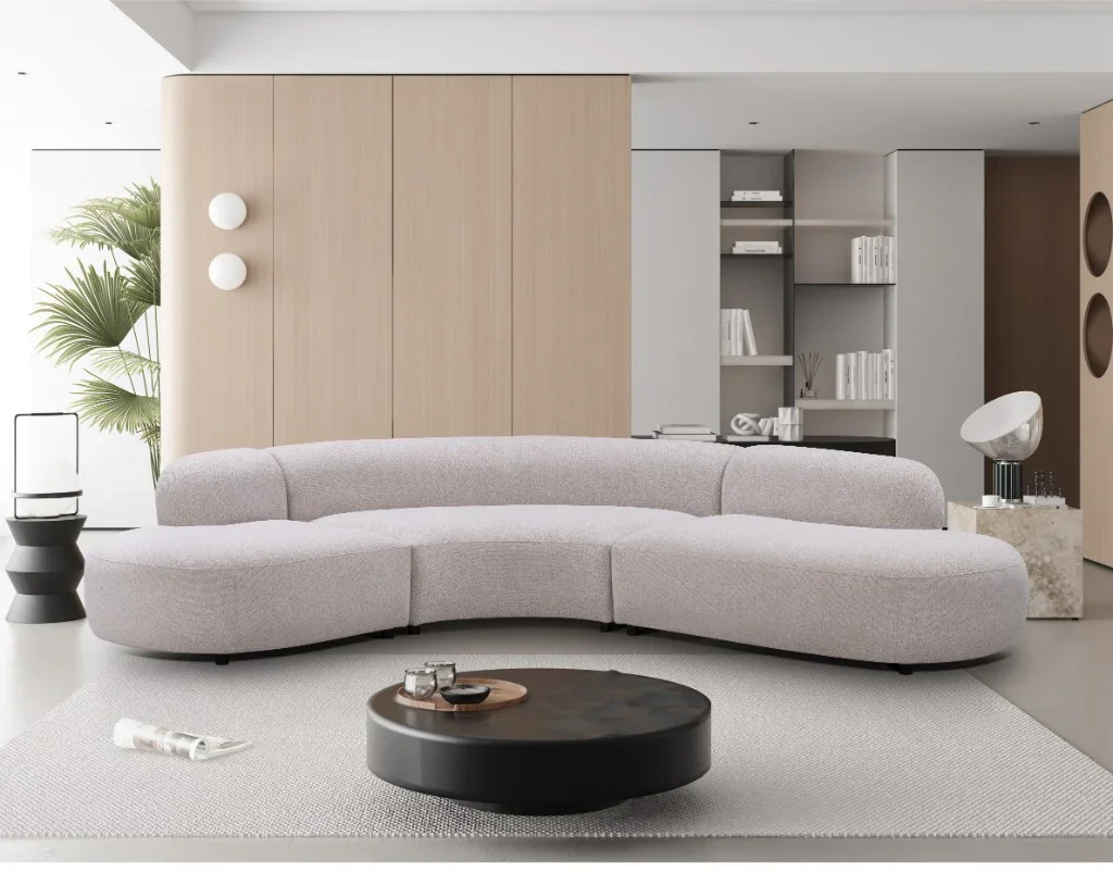 VI Daytona Fabric Upholstered 6 Seater Curved Lounge