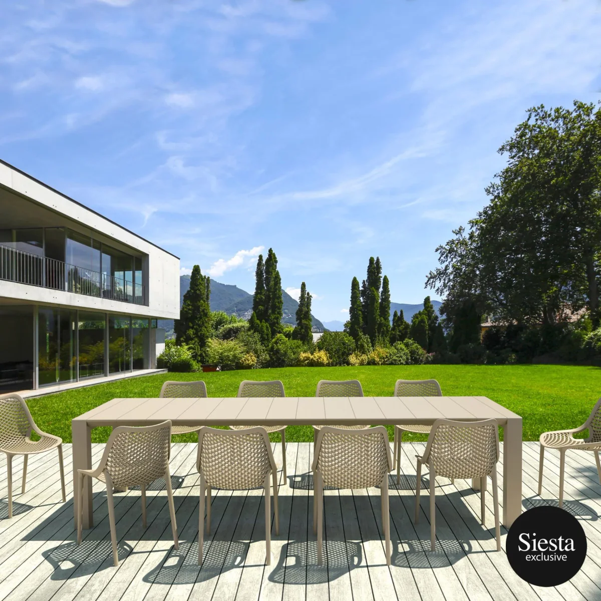 FL Vegas 10 Seater Hospitality Outdoor Extendable Dining Table with Air Chair