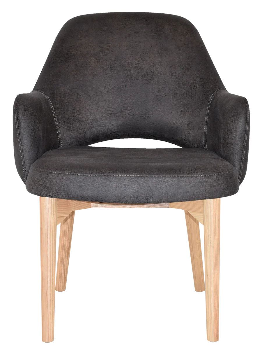 EZ Albury Solid Natural Stained Timber Upholstered Hospitality Dining Armchair - XL