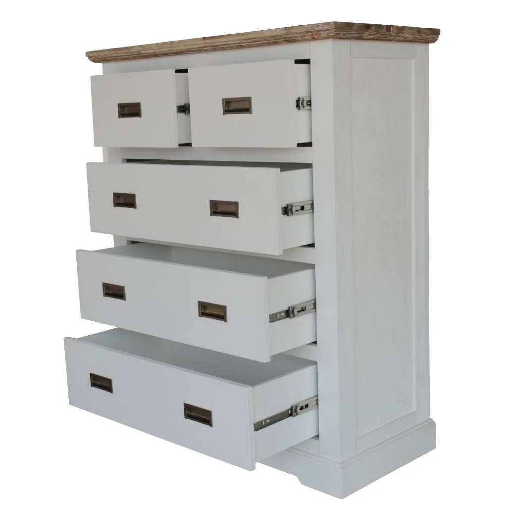 VI Folkestone Solid Timber 2 Over 3 Drawers Tallboy