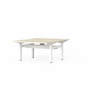 OL Klass Electric Height Adjustable Share Desk - New Oak Ravine Top White Fame thumbnail 2
