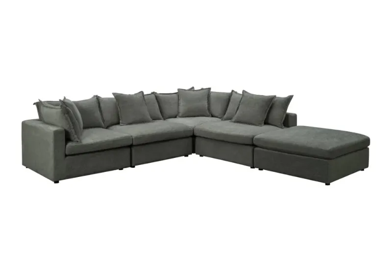 VI Carolina Fabric Corner Lounge with Ottoman