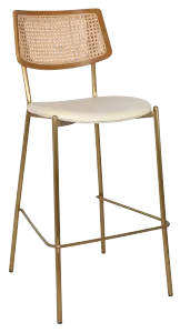 EZ Texas Metal Leg Rattan Back Barstool - Light Oak thumbnail 13