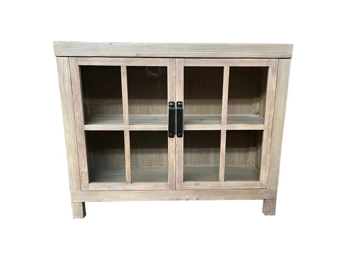 MF Recycled Elm Timber with 2 Glass Door Cabinet