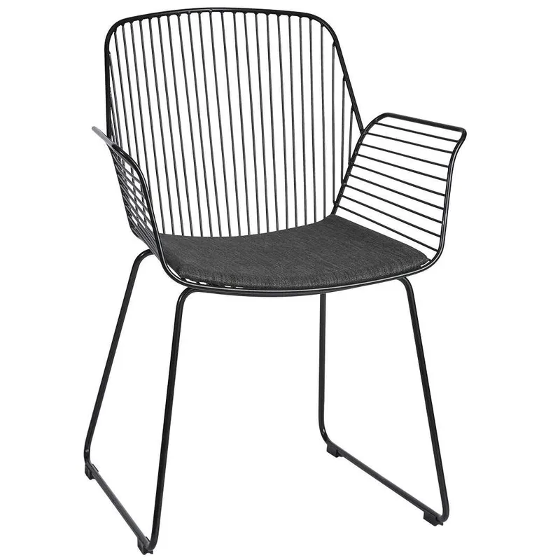 SH Angel Metal Armchair with Seat Cushion - Black