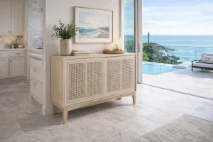 MF Bahamas Solid Oak Timber Rattan Sliding Door Cabinet thumbnail 6