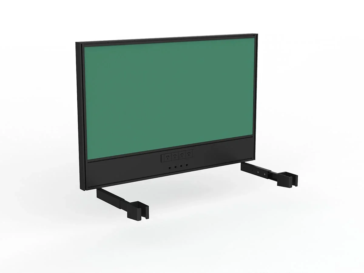 OL Studio Screen with Ducting for Agile Individual Desk – Breath Fabric with Black Frame