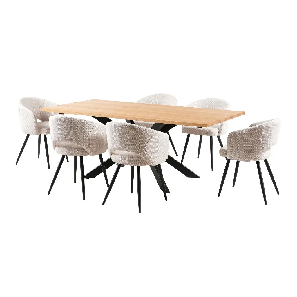 VI Matzo Fabric Upholstered Metal Leg Dining Chair