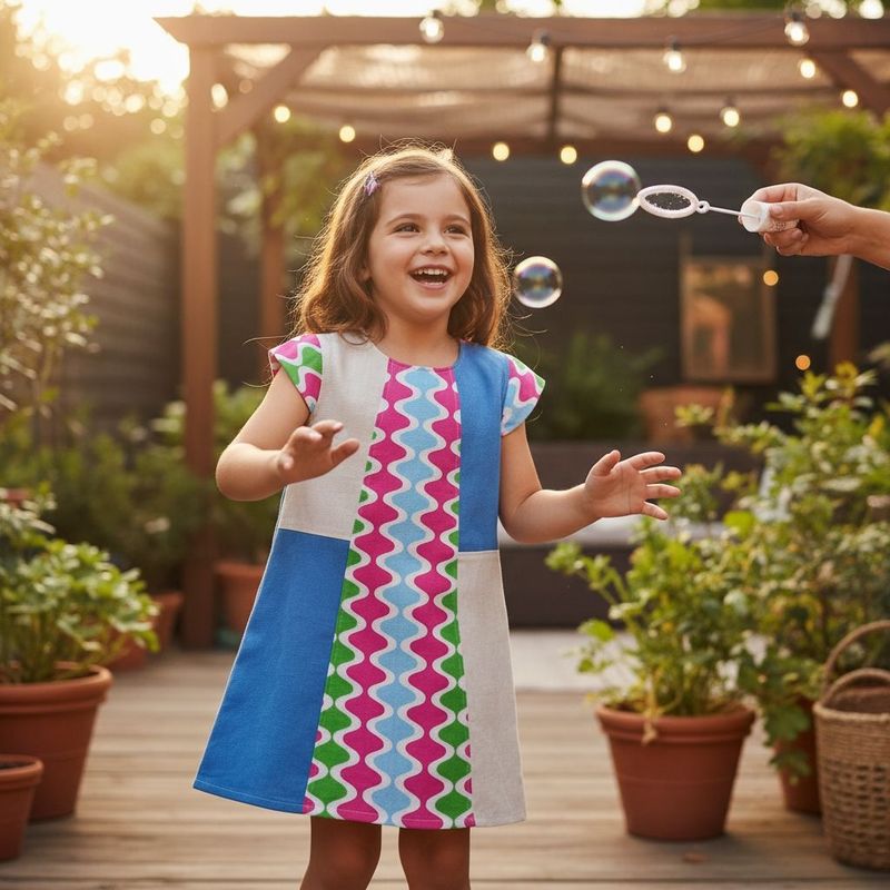 Miramara Designs - Destiny Colorblock Girls Linen Dress