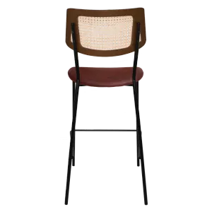 EZ Texas Metal Leg Rattan Back Barstool - Light Walnut thumbnail 5