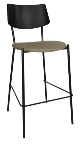 EZ Texas Black Metal Leg Barstool with Black Veneer Back thumbnail 6