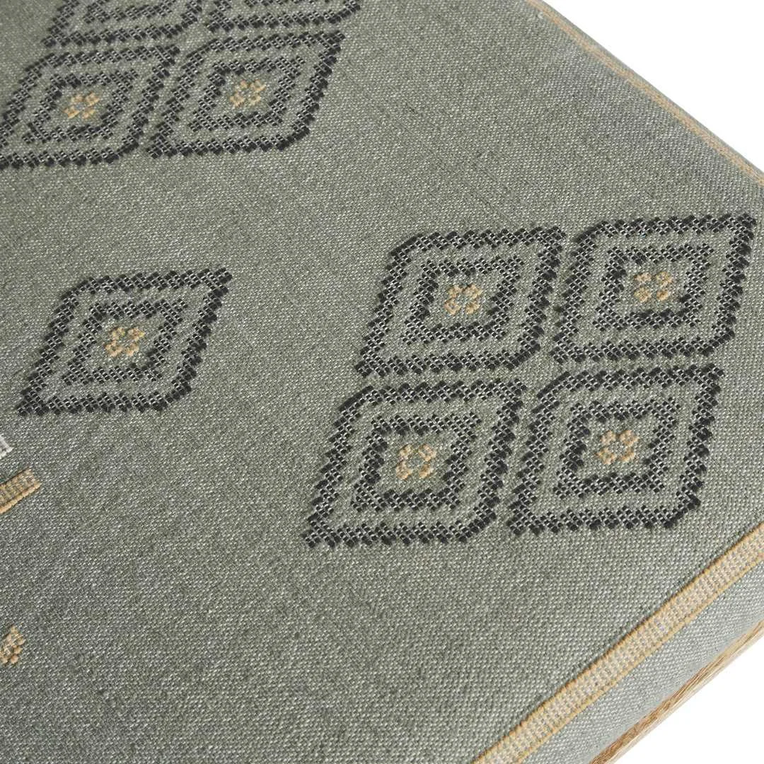 SH Nobbin Timber Frame Fabric Upholstered Seat Ottoman - Ocean