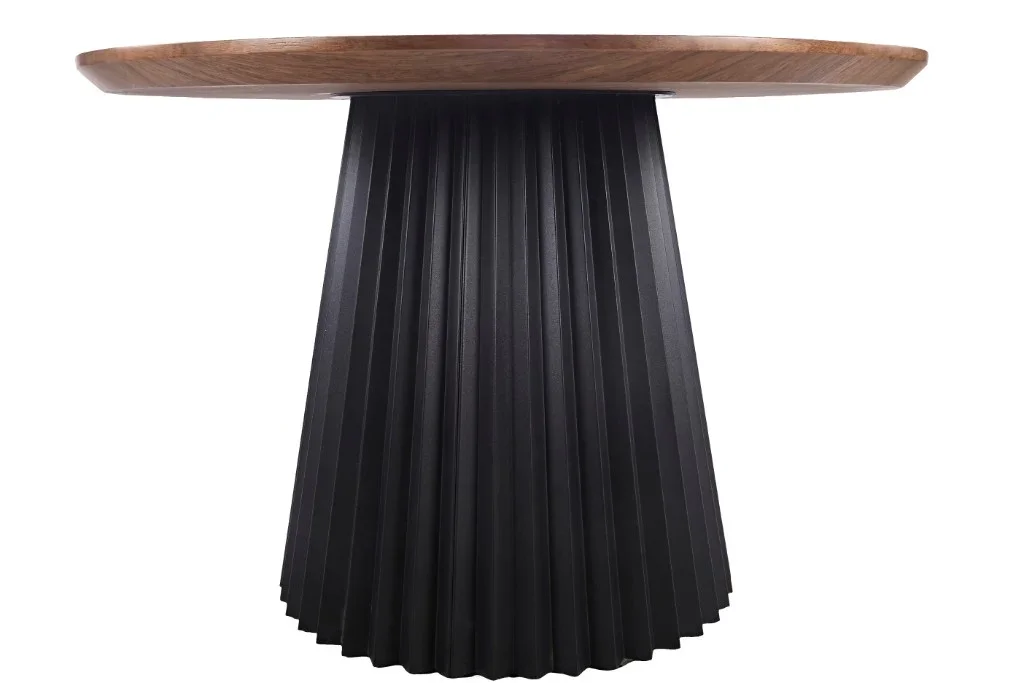 VI Hugo Metal Base Round Dining Table with 4 Fabric Chair Set