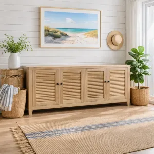 MF Tall Recycled Elmwood Louvre 4 Door Entertainmen Unit thumbnail 2