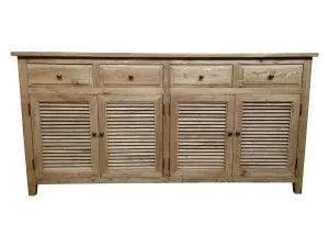 MF Oakwood Louvre Solid Timber 4 Drawer & 4 Door Sideboard thumbnail 1