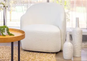 VI Ibiza Fabric Upholstered Swivel Armchair - White & Grey thumbnail 5