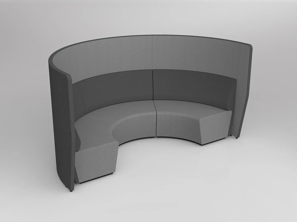 OL Motion Arc 3 Seater Reception Area Lounge with 1.4M High Privacy Wall