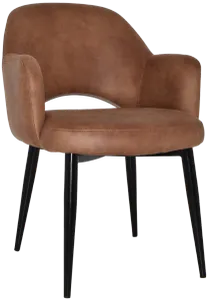EZ Albury Black Metal Leg Upholstered Hospitality Dining Armchair thumbnail 2
