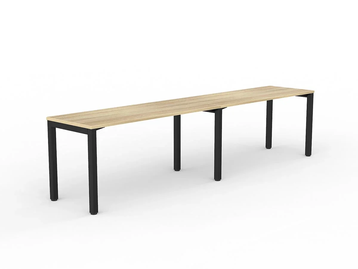OL Axis 2-User Single Sided Desk – Oak Top Black Frame