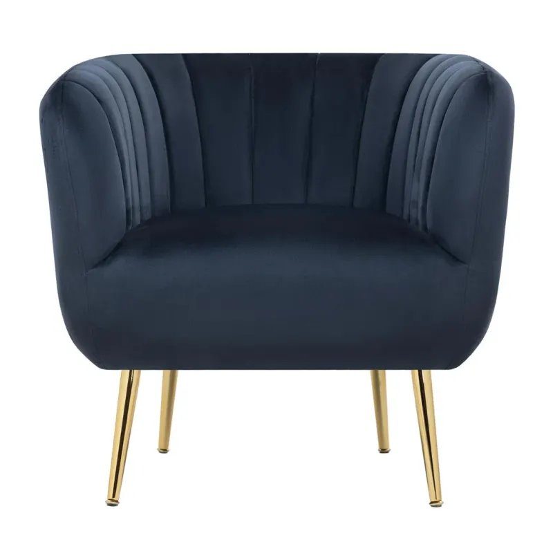 VI Cecil Velvet Upholstered Fluted Back Armchair