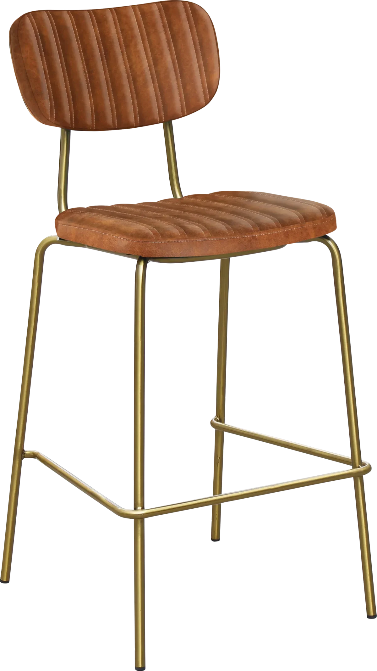 FL Tiramisu Premium Vinyl Upholstered Brass Frame Barstool