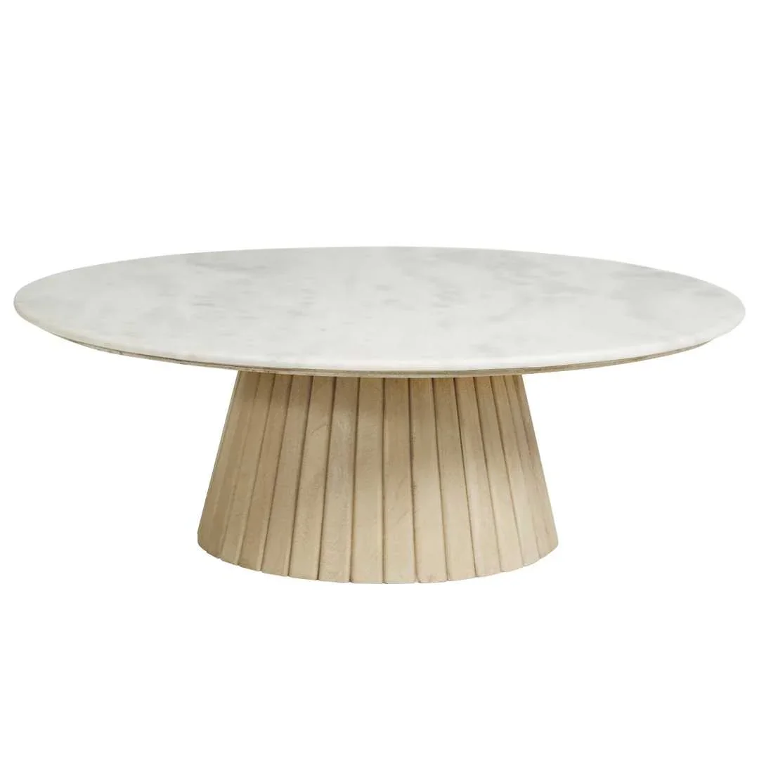 SH Marseille Timber Base Marble Top Round Coffee Table