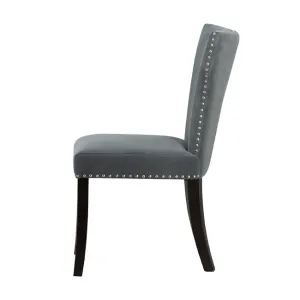DA Studded Grey Fabric Upholstered Dining Chair Set of 2 thumbnail 5