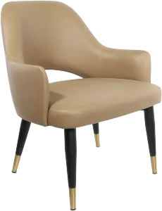 FL BonBon Vinyl Upholstered Black Metal Legs Brass Tips Hospitality Chair thumbnail 4