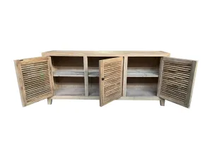 MF Tall Recycled Elmwood Louvre 3 Door Entertainmen Unit thumbnail 5