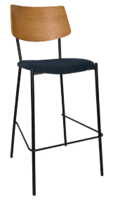EZ Texas Black Metal Leg Barstool with Light Oak Veneer Back thumbnail 5