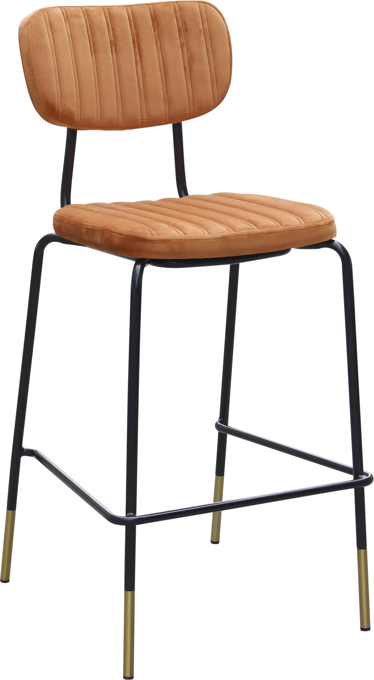 FL Tiramisu Velvet Upholstered Black Frame Brass Tips Hospitality Barstool