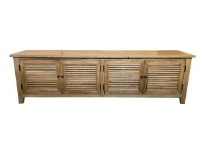 MF Oakwood Louvre Solid Timber TV Unis with Internal Shelves thumbnail 3