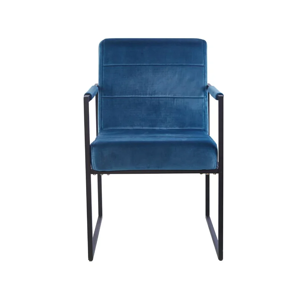 VI Conrad Velvet Upholstered Black Metal Legs Dining Chair