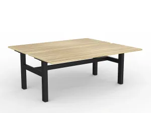 OL Agile Fixed Height Shared Desk – Oak Top with Black Frame thumbnail 3