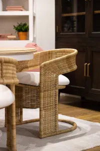 CR Hampton Natural  Rattan Fabric Seat Dining Chair thumbnail 2