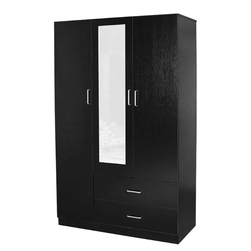 HE Randwick 3 Door 2 Drawer Wardrobe with Mirror and Hanging Rail