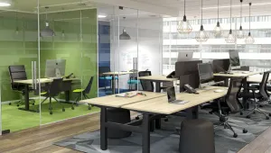OL Agile 2 Column Electric Height Adjustable Shared Desk White Top Black Frame thumbnail 4