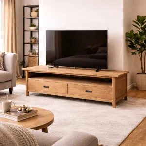 MF Tiffany Solid Timber 2 Drawer TV Unit thumbnail 2